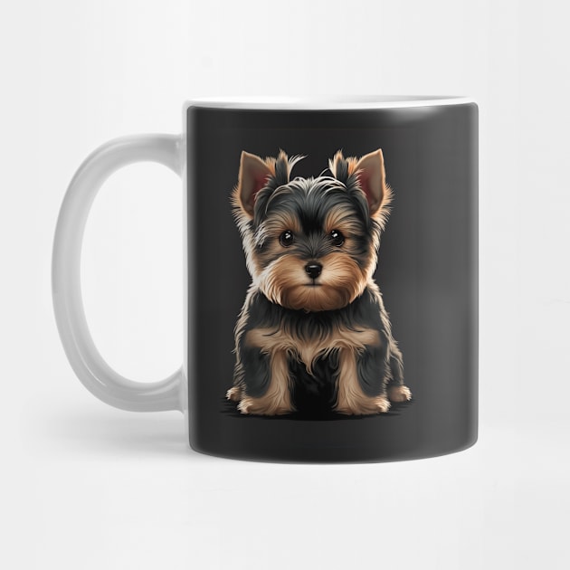 Super Cute Yorkshire Terrier Puppy Portrait by KoolArtDistrict